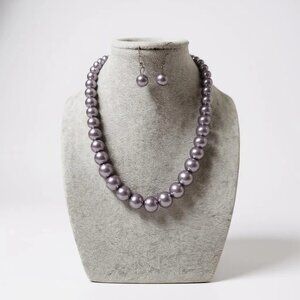 Purple Faux Glass pearl gradual Necklace earring set